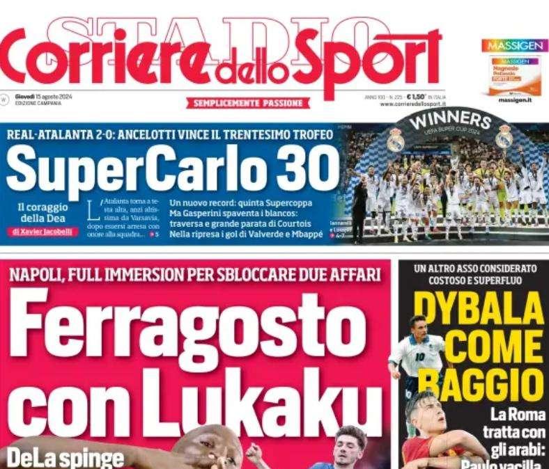 Cds Campania: "Ferragosto con Lukaku! Raspadori titolare a Verona"