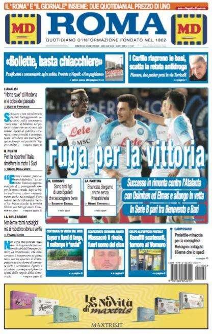 PRIMA PAGINA - L'apertura de Il Roma: "Fuga per la vittoria"