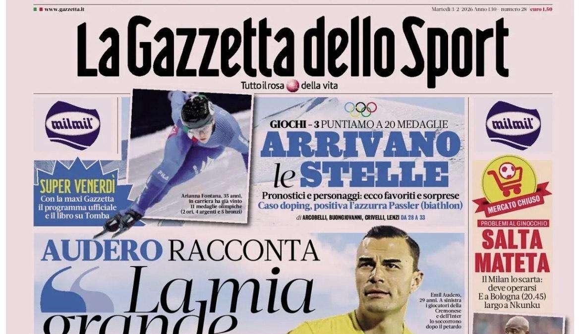 La Gazzetta dello Sport intervista Audero: "Poteva finire male, che paura"