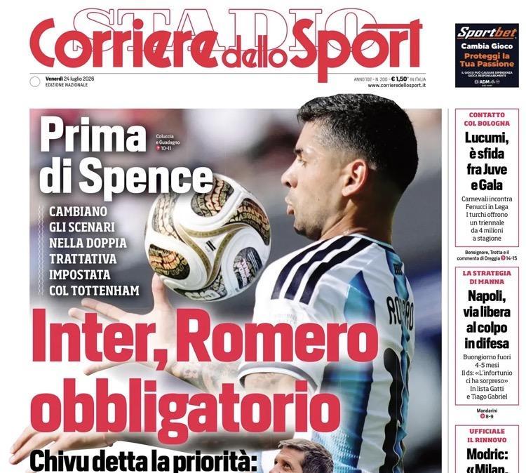 Calciomercato, Corriere dello Sport: "Napoli, via libera al colpo in difesa"