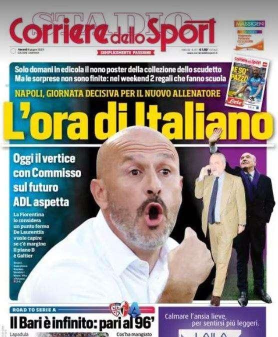 PRIMA PAGINA - CdS Campania: "L'ora di Italiano. Napoli, giornata decisiva"