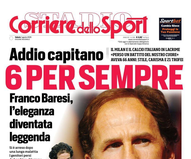 “6 per sempre”: il ricordo del Corriere dello Sport per Baresi