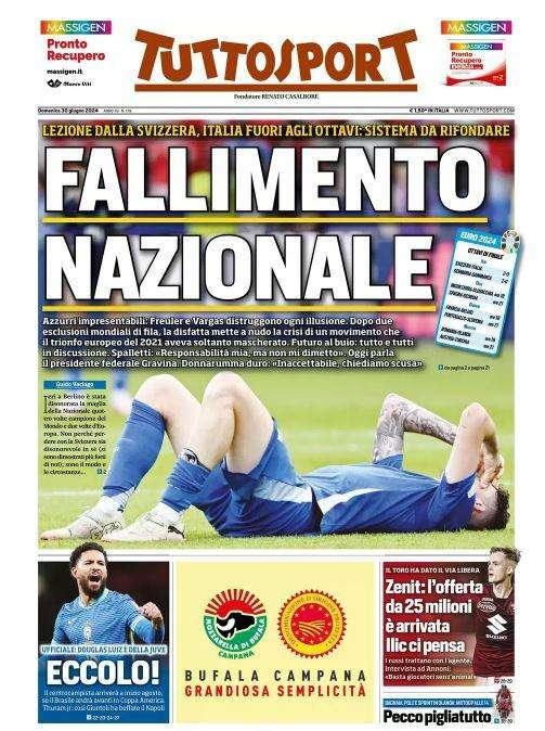 Tuttosport: "Fallimento Nazionale"