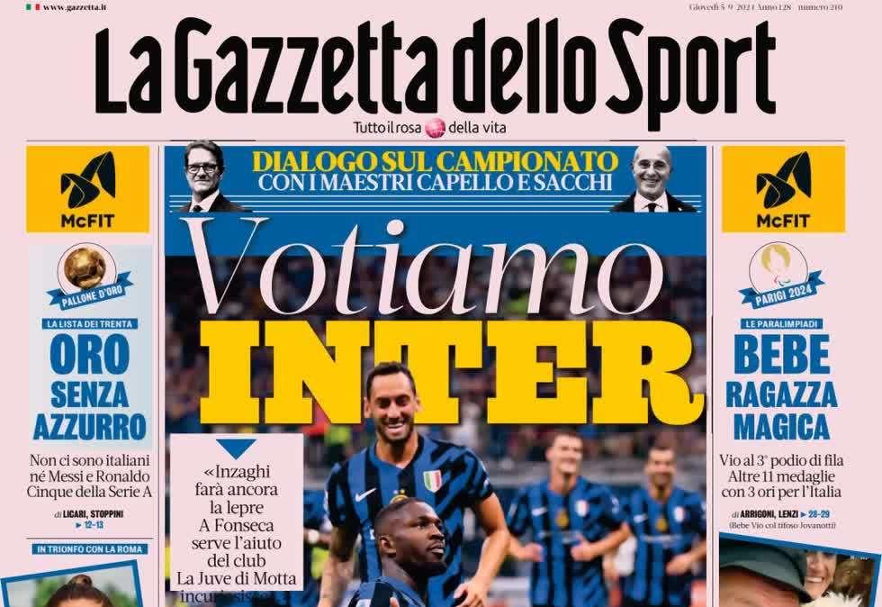 Gazzetta: "Votiamo l'Inter: è la favorita per gli esperti"