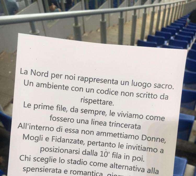 Niente donne in curva, la Figc apre un'indagine per i volantini dell'Olimpico