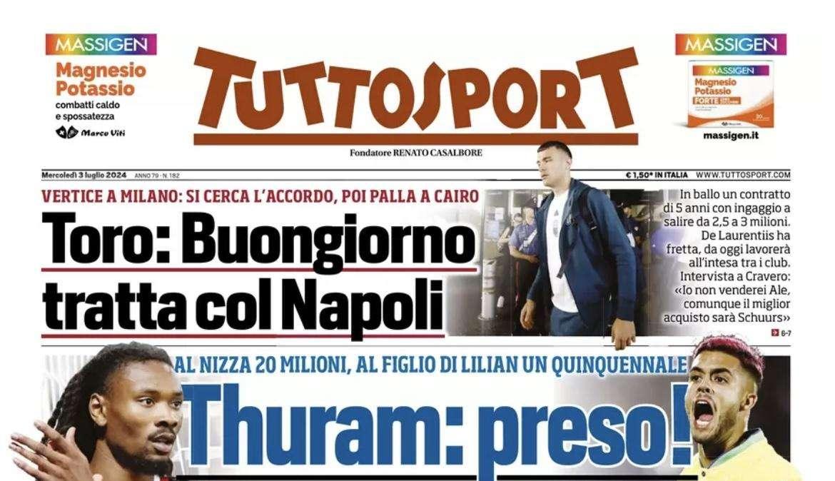 Tuttosport: “Toro: Buongiorno tratta col Napoli”