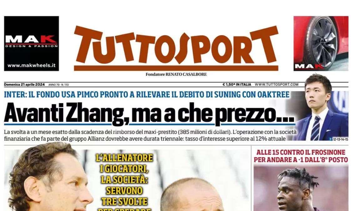 PRIMA PAGINA - Tuttosport: "Agonia Napoli, il Toro può andare a -1"