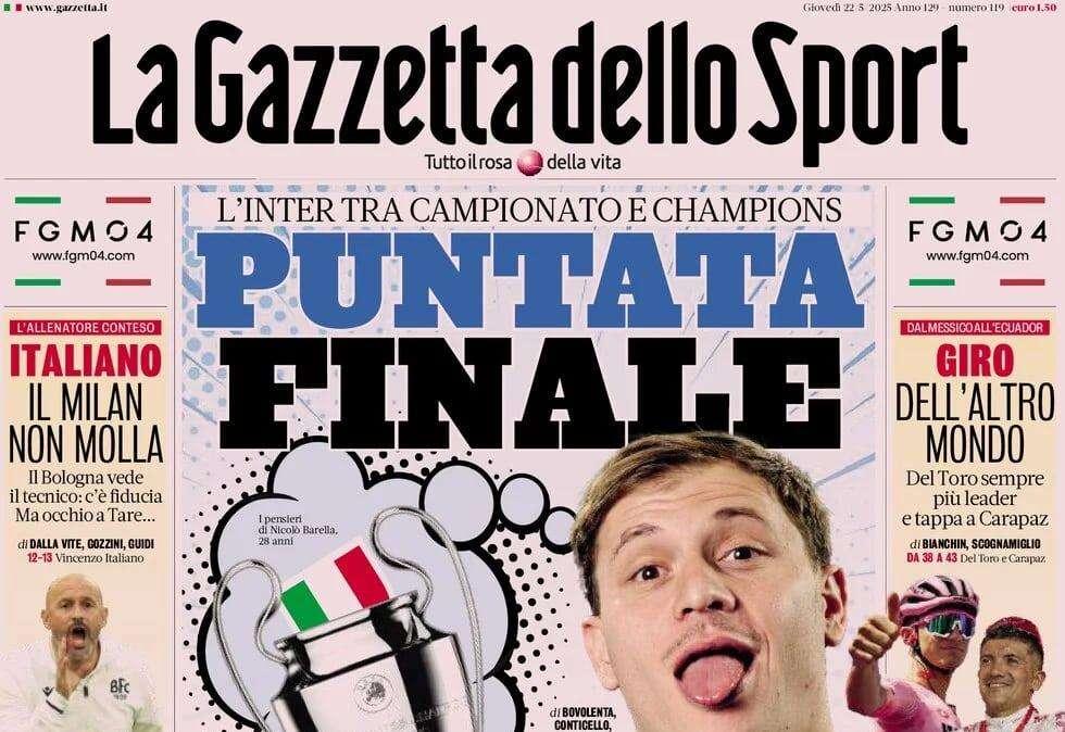 L'apertura della Gazzetta sull'Inter: "Puntata finale"