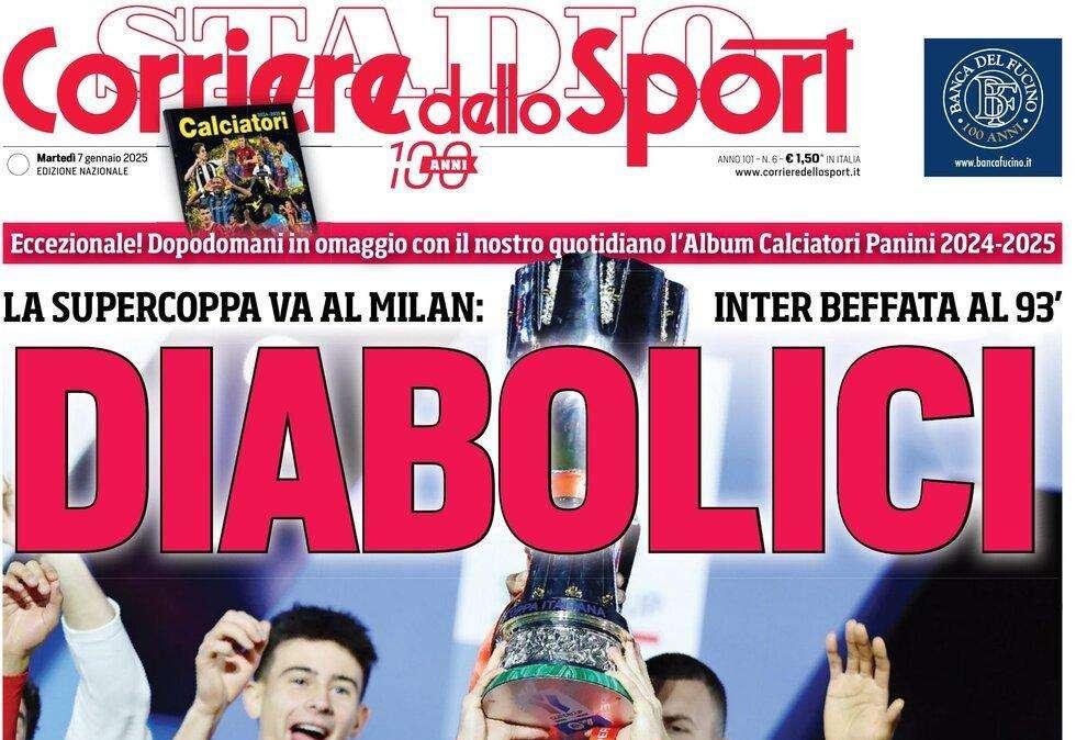 Corriere dello Sport: "Diabolici: la Supercoppa va al Milan. Inter ko"