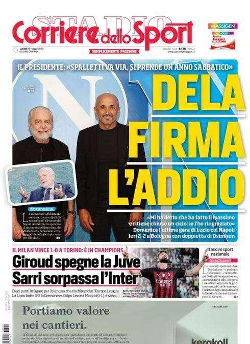 PRIMA PAGINA - CdS Campania: "DeLa firma l'addio"