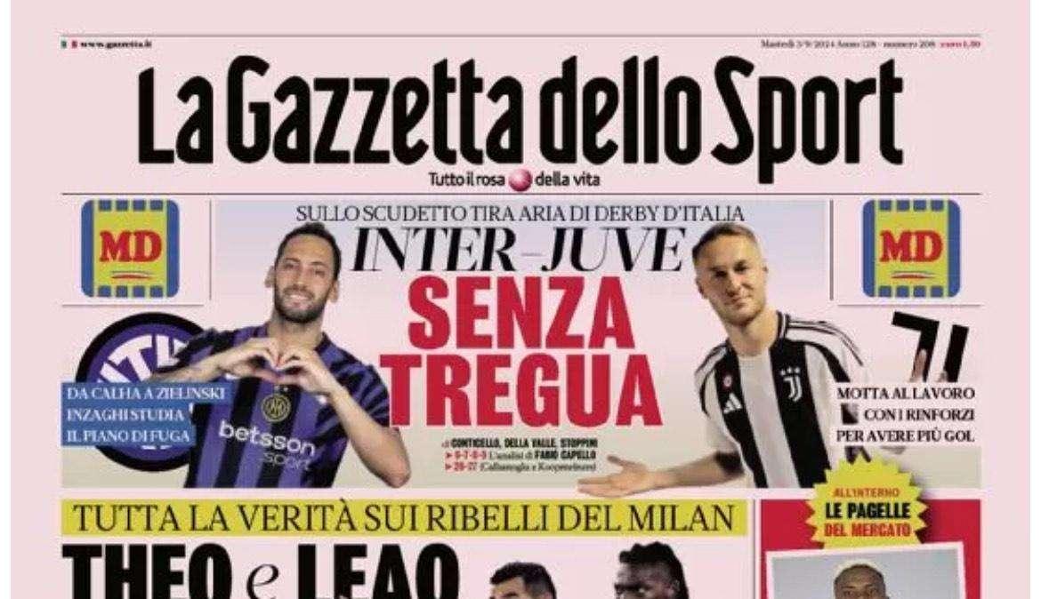 Gazzetta dello Sport: "Theo e Leao: ultimo avviso. Osimhen, cose turche!"
