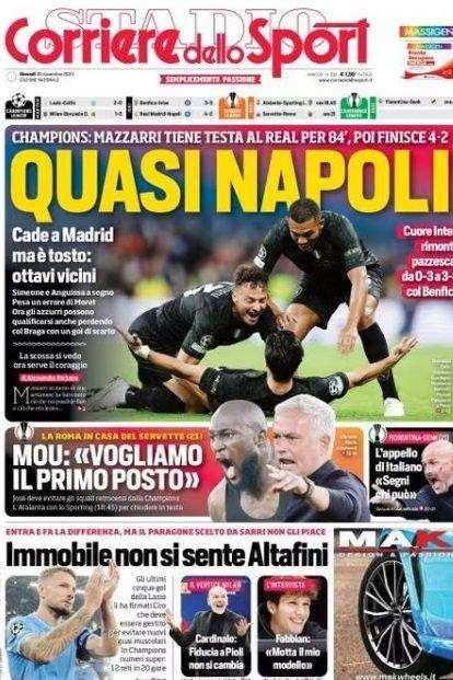 PRIMA PAGINA - Corriere dello Sport: "Quasi Napoli"