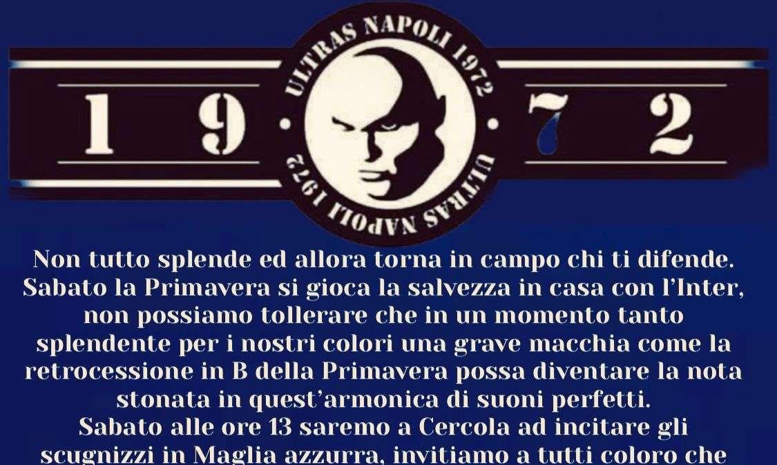 Tutti a Cercola! Appello degli ultrà per il Napoli Primavera: alle 13 serve un punto per i play-out