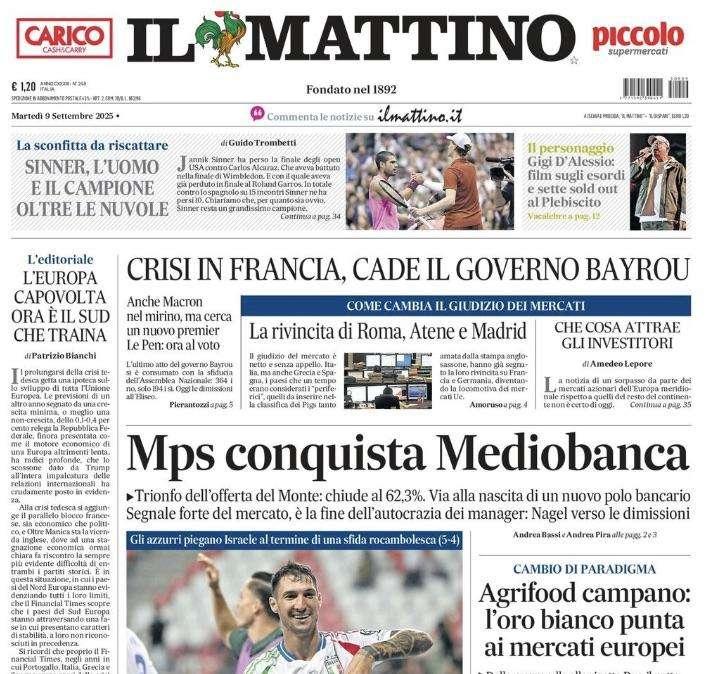 Il Mattino: "Batticuore Italia, avanti così"
