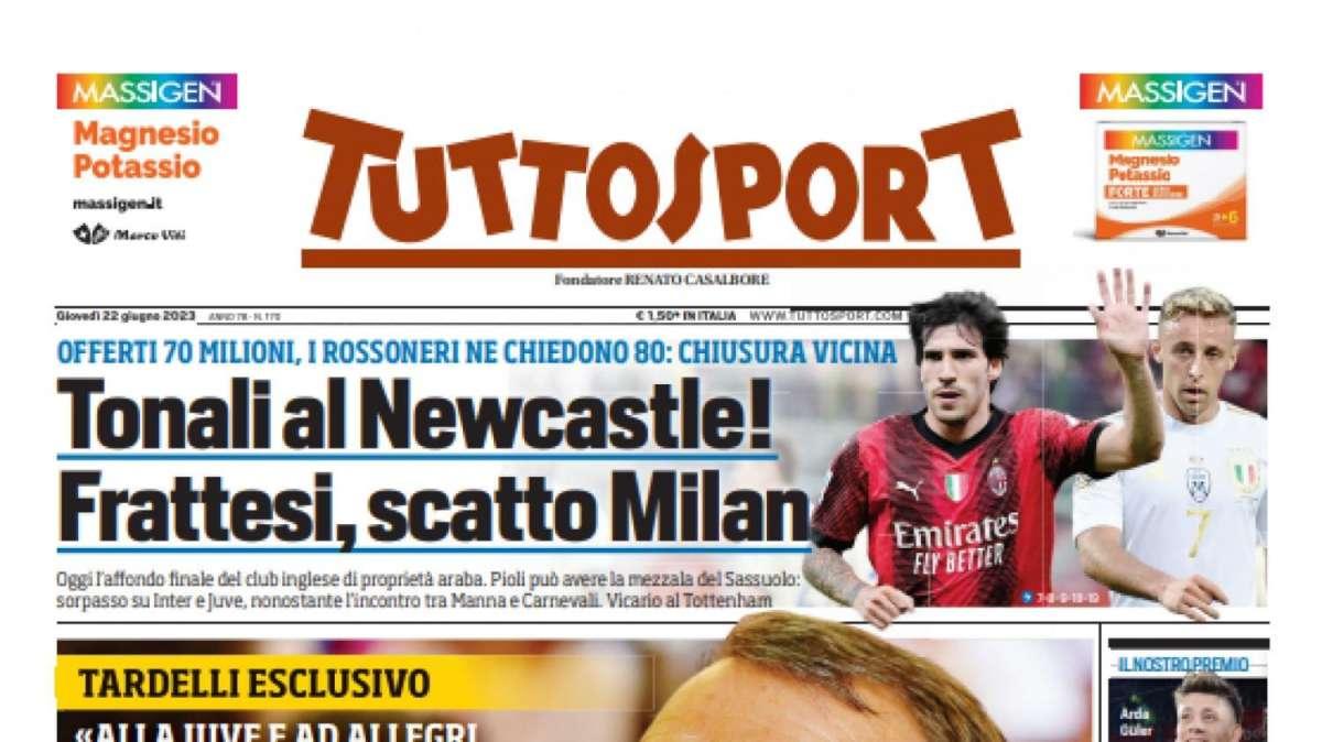 PRIMA PAGINA - Tuttosport: "Tardelli: 'Giuntoli è un altro Marotta'"