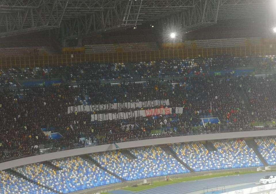 FOTO - "Nelle tragedie non c'è rivalità", bellissimo striscione della Curva B contro il Coronavirus