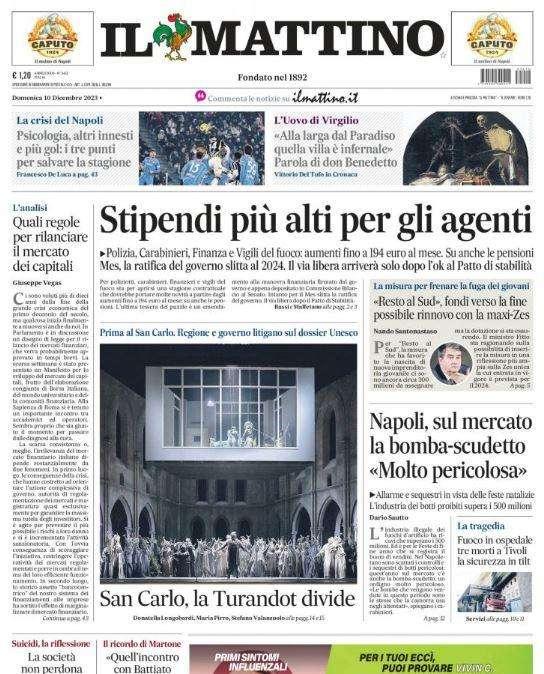 PRIMA PAGINA - Il Mattino: "Psicologia, innesti e più gol: i tre punti per salvare la stagione"