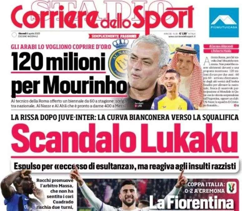 PRIMA PAGINA - Corriere dello Sport: "Scandalo Lukaku"