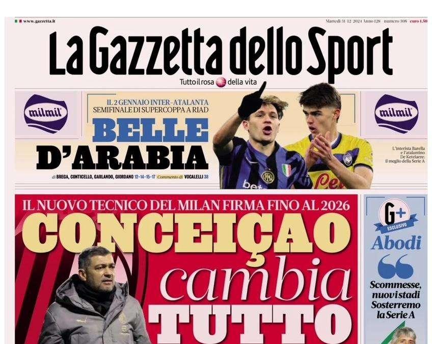 La Gazzetta dello Sport: "Milan, Conceicao cambia tutto"