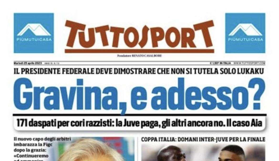 PRIMA PAGINA - Tuttosport: “Gravina, e adesso?”