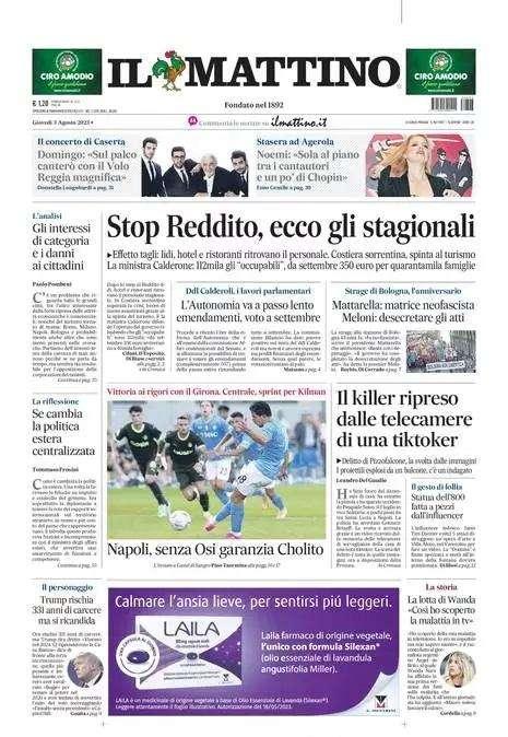 PRIMA PAGINA - Il Mattino: “Napoli, senza Osi garanzia Cholito"