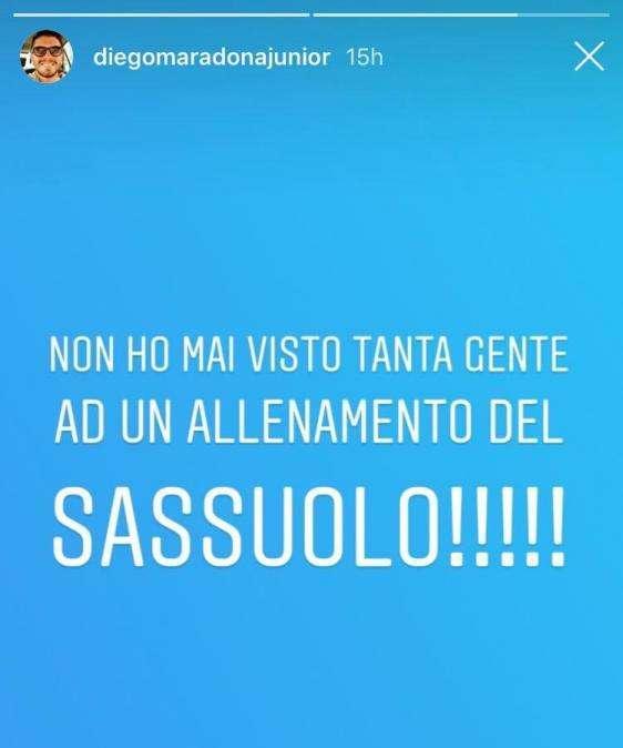 FOTO - "Mai vista così tanta gente per un allenamento del Sassuolo", Maradona jr ironizza sulla vittoria della Juve