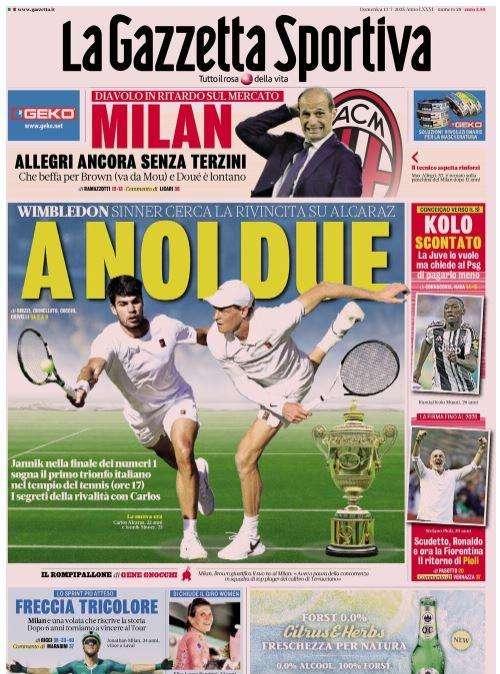 La Gazzetta dello Sport sul Milan in ritardo sul mercato: "Allegri senza terzini"