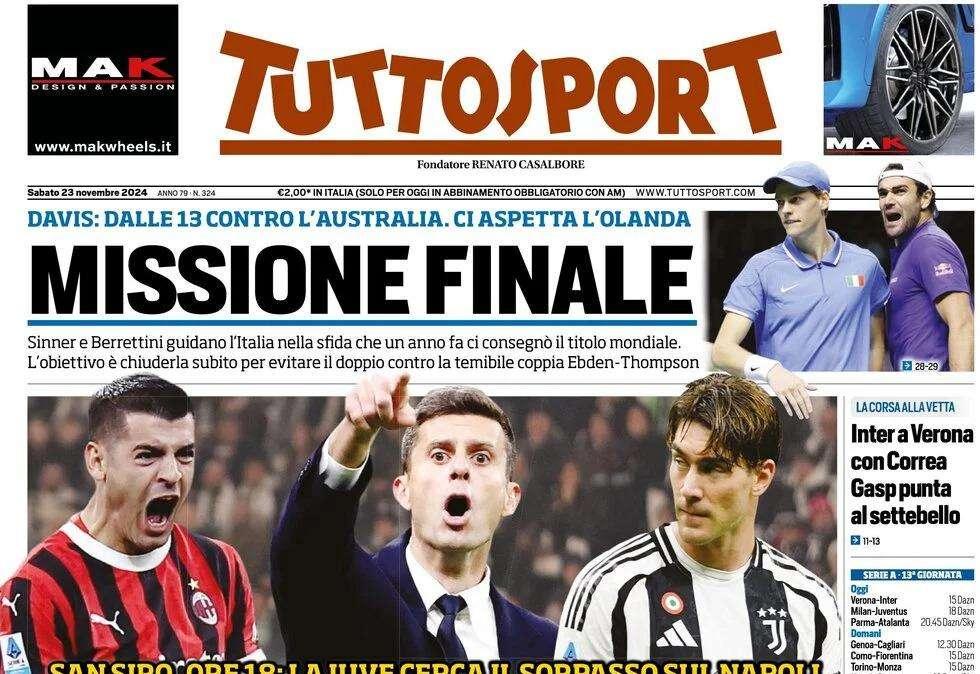 Tuttosport lancia la Juve: "Cerca il sorpasso al Napoli: Motta alza il tiro"