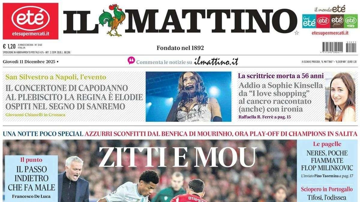 Il Mattino dopo il ko di Lisbona del Napoli: "Zitti e Mou"