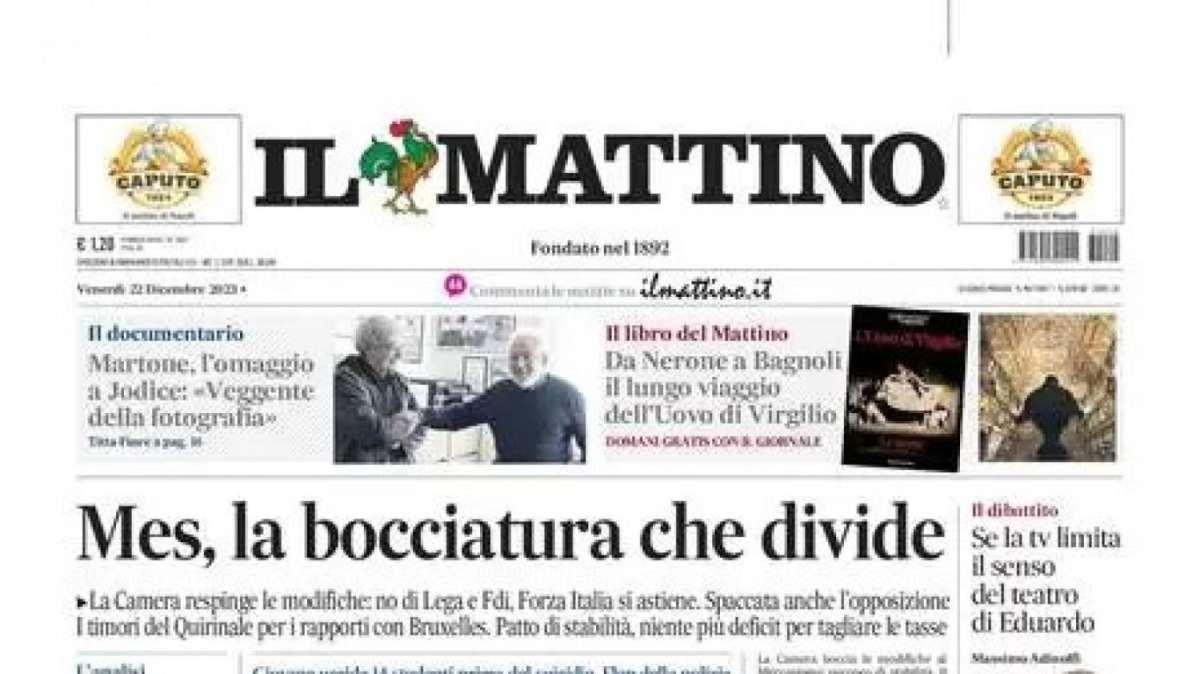 PRIMA PAGINA - Il Mattino: "Risorge la Superlega, l'apertura del Napoli"