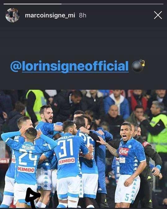 FOTO - "Tu si napulitan'!", Marco Insigne pubblica sui social il gesto di Lorenzo a Cagliari