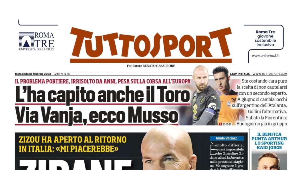 PRIMA PAGINA - Tuttosport: "Zidane fa sognare il popolo Juve"