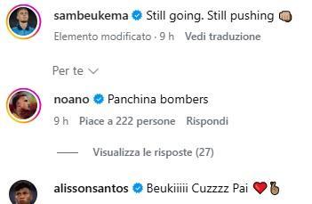 Beukema sui social: “Si va avanti senza mollare”, Lang ironizza: “Panchina bombers”