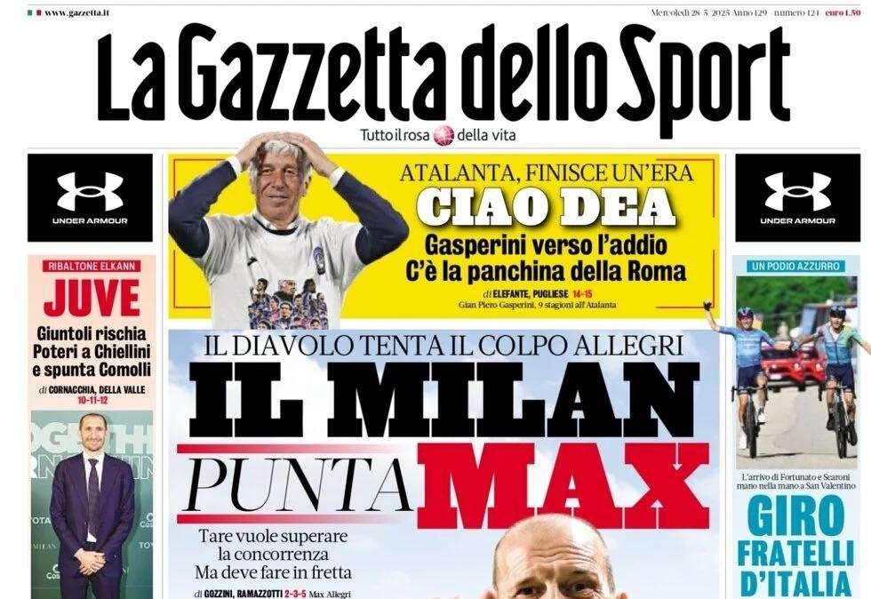 La Gazzetta dello Sport: "Il Milan punta Allegri. Napoli, rilancio per Conte"