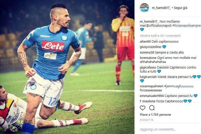 FOTO - "Non molliamo mai!", sui social la carica di Hamsik in vista della Lazio