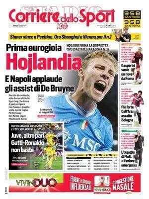 Corriere dello Sport: "Hojliund firma la doppietta che esalta il Maradona"