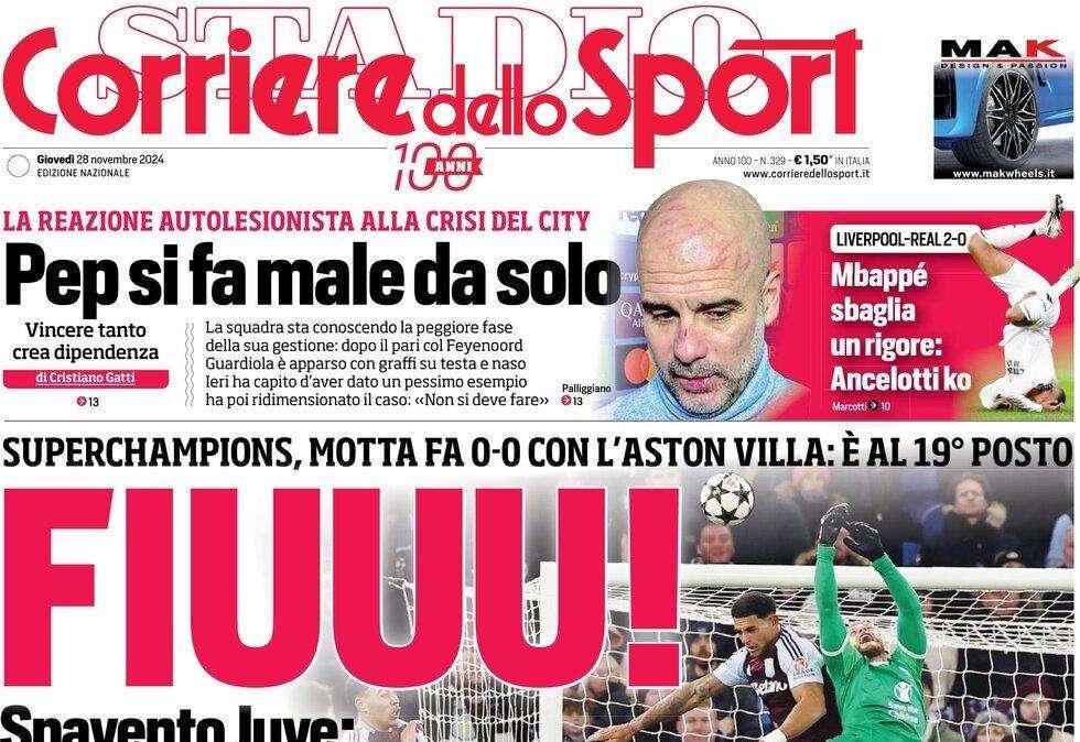 Corriere dello Sport: "Spavento Juve: tolto a Emery gol al 93'"