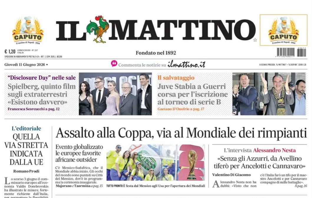 Iniziano i Mondiali, Il Mattino: "La Coppa dei rimpianti"