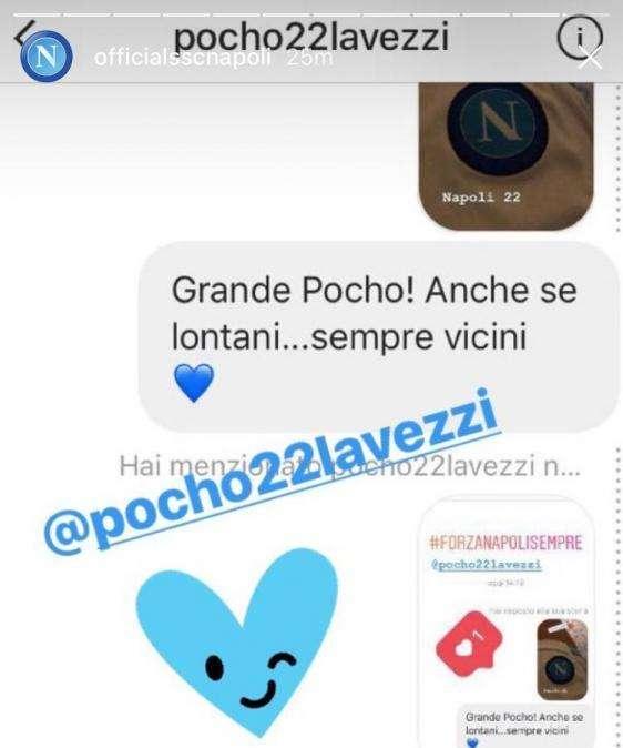 "Anche se lontani, sempre vicini", la Ssc Napoli replica al messaggio social di Lavezzi