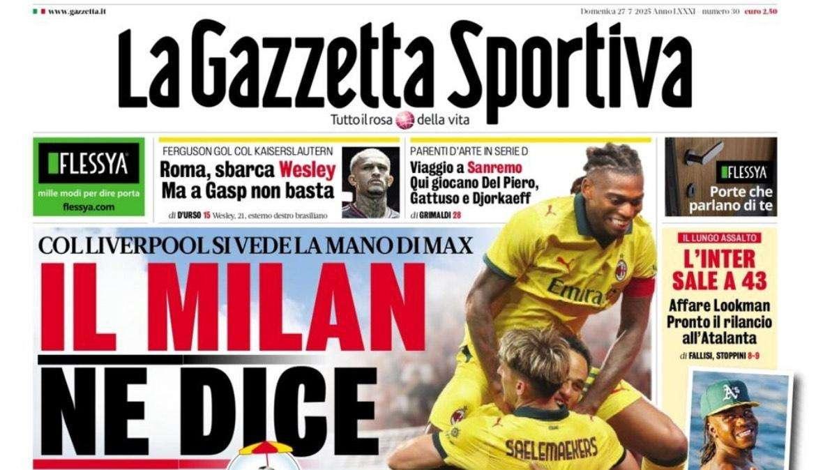 La Gazzetta dello Sport: "Milinkovic è del Napoli, il Torino prende Israel"