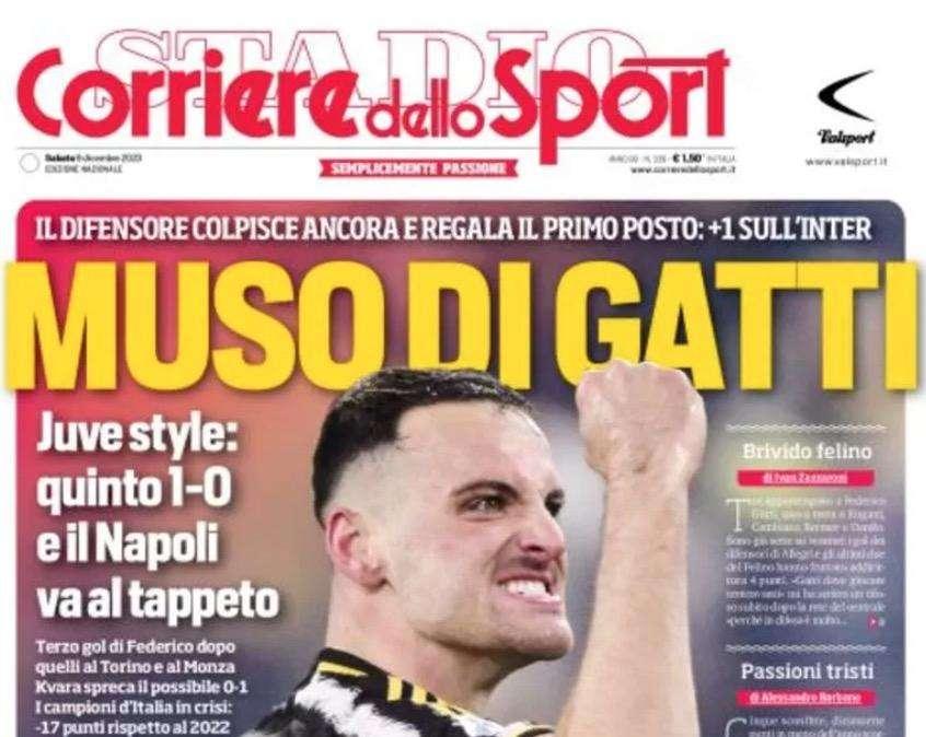 PRIMA PAGINA - Corriere dello Sport: "Muso di Gatti, Juve style: quinto 1-0"