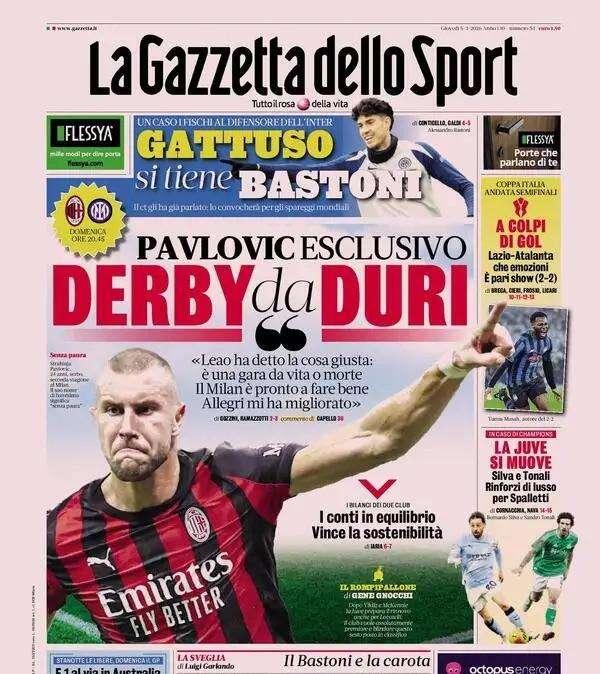 La Gazzetta dello Sport: "Gattuso si tiene Bastoni"