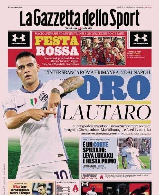 Gazzetta dello Sport: "E' un Conte spietato: leva Lukaku e resta primo"