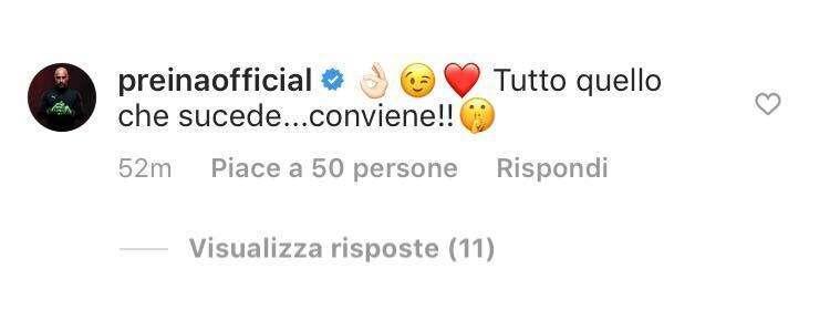FOTO - "Quello che succede... conviene!", Reina commenta il post di Tonelli lanciando un'altra frecciatina ad ADL?