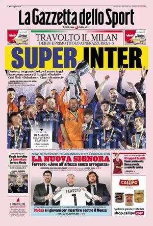 PRIMA PAGINA - Gazzetta: "Super Inter"