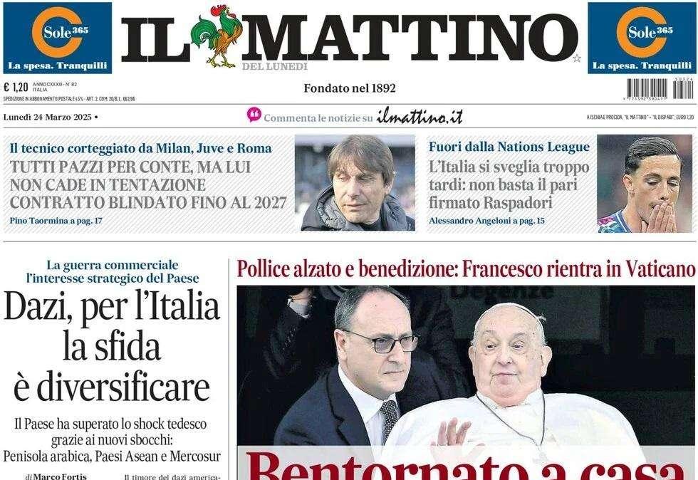 Il Mattino: "Tutti pazzi per Conte, ma non cade in tentazione: blindato fino al 2027"