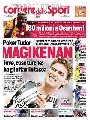 Il Corriere dello Sport in prima: "160 mln a Osimhen"