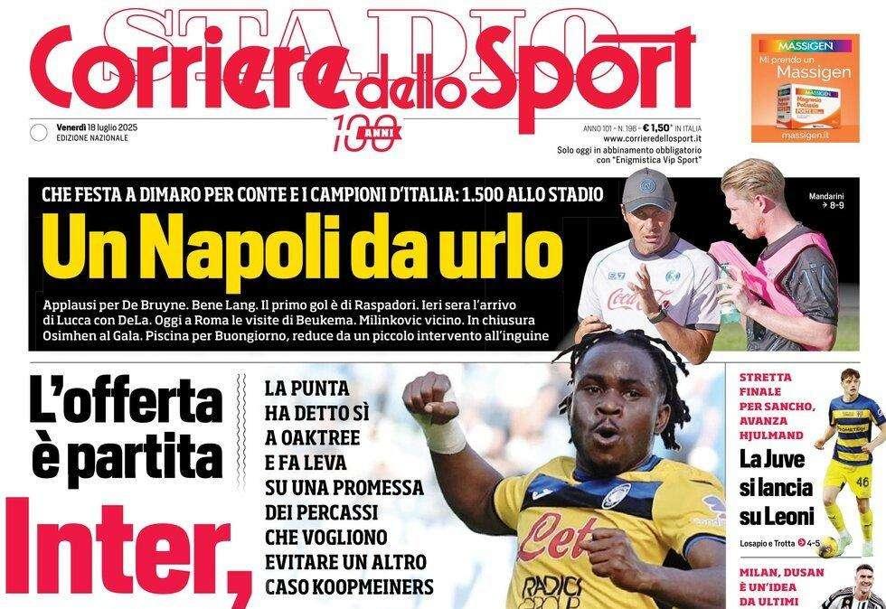 Corriere dello Sport: "Un Napoli da Urlo. In chiusura Osimhhen al Gala"