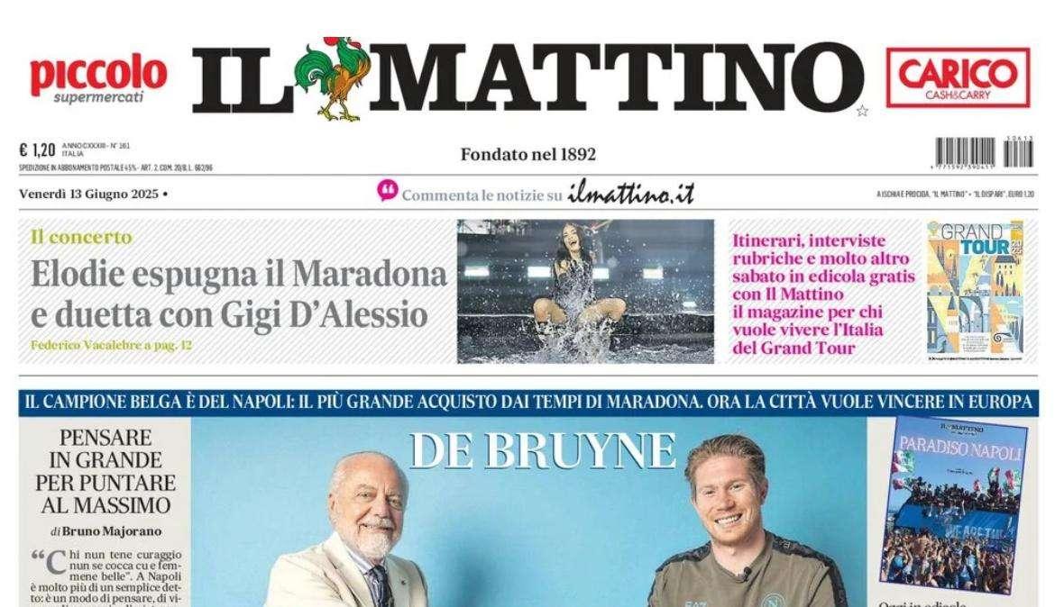 Il Mattino: “De Bruyne: obiettivo Champions”