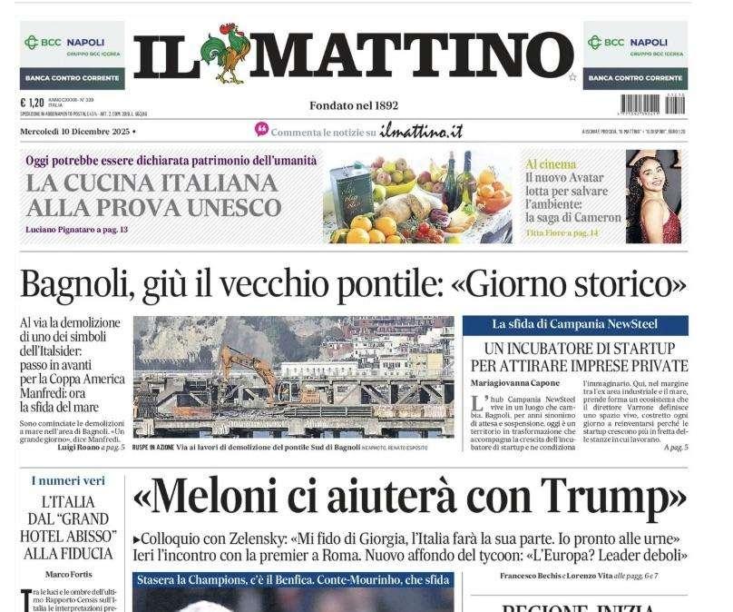 Il Mattino apre con Conte-Mourinho: "A noi due"